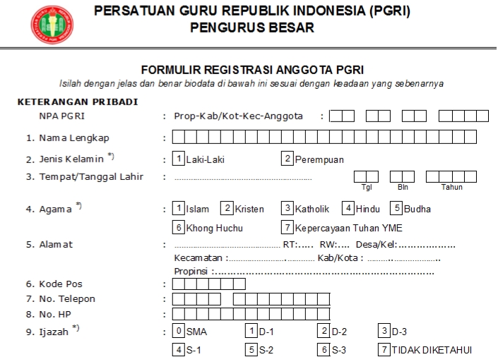 Pendaftaran PGRI Donggala - Persatuan Guru Republik Indonesia Cabang Donggala